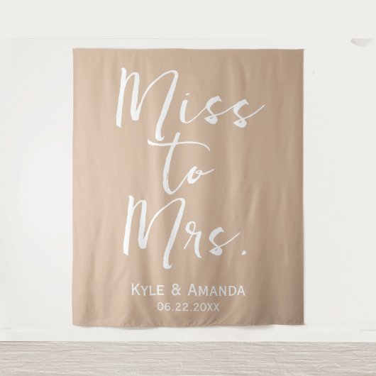 Boho Miss zu Mrs. Wedding Brautparty Backdrop Wandteppich (Vorderseite)