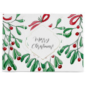 Boho Mistletoe Watercolor Mit Monogramm Große Geschenktüte (Vorderseite)