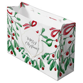 Boho Mistletoe Watercolor Mit Monogramm Große Geschenktüte