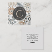 Boho Mit Monogramm Floral Leaf Business Card Quadratische Visitenkarte (Vorne/Hinten)