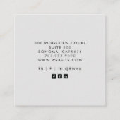 Boho Mit Monogramm Floral Leaf Business Card Quadratische Visitenkarte (Rückseite)