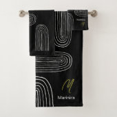 Boho Mitte Jahrhundert Chic Rainbow Monogram Badhandtuch Set (Insitu)