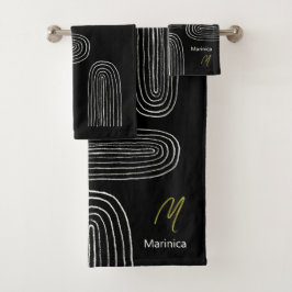 Boho Mitte Jahrhundert Chic Rainbow Monogram Badhandtuch Set