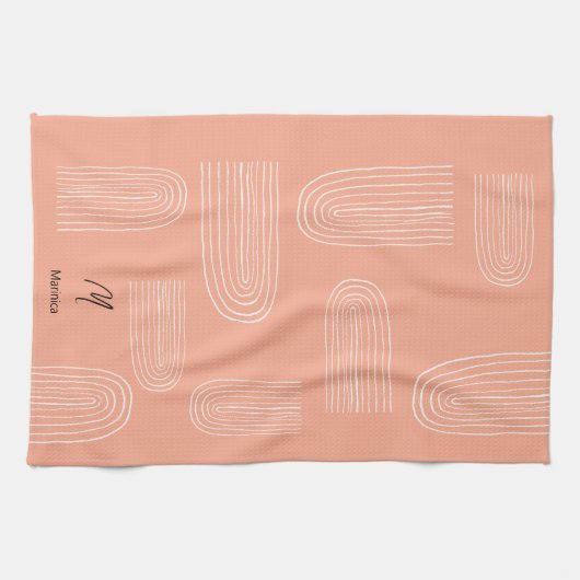 Boho Mitte Jahrhundert Chic Rainbow Monogram Geschirrtuch (Horizontal)