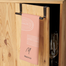 Boho Mitte Jahrhundert Chic Rainbow Monogram Geschirrtuch