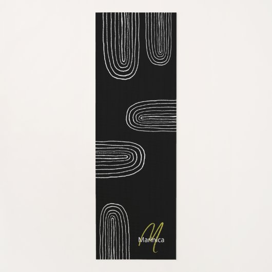 Boho Mitte Jahrhundert Chic Rainbow Monogram Yogamatte (Vorderseite)