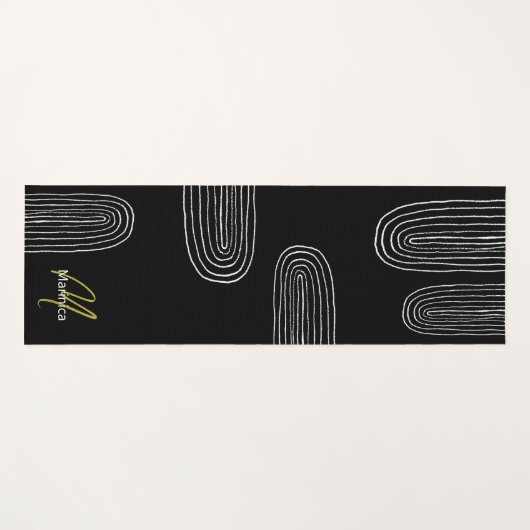 Boho Mitte Jahrhundert Chic Rainbow Monogram Yogamatte (Vorderseite (Horizontal))