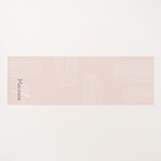 Boho Mitte Jahrhundert Chic Rainbow Monogram Yogamatte (Vorderseite (Horizontal))