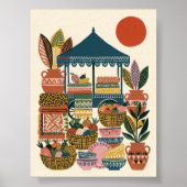 Boho-Mittelmeer-Markt-Folk-Art-Keramik-Leinwand Poster (Vorne)