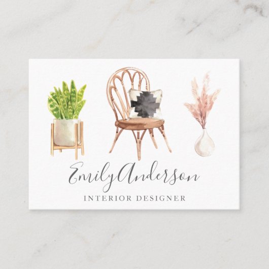 Boho Möbel Interior Design Visitenkarte (Vorderseite)