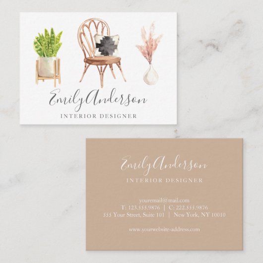 Boho Möbel Interior Design Visitenkarte (Vorne/Hinten)