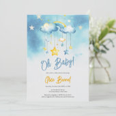 Boho mobile Crib Regenbogenwolken Sterne Babydusch Einladung (Stehend Vorderseite)