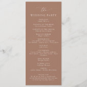 Boho Mocha Mousse Elegante Minimalistische Hochzei Programm (Rückseite)