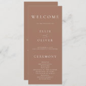 Boho Mocha Mousse Elegante Minimalistische Hochzei Programm (Vorne/Hinten)