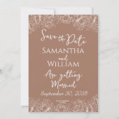 Boho Mocha Mousse Floral Modernes Foto Hochzeit Save The Date (Vorderseite)
