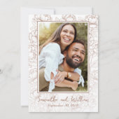 Boho Mocha Mousse Floral Modernes Foto Hochzeit Save The Date (Rückseite)