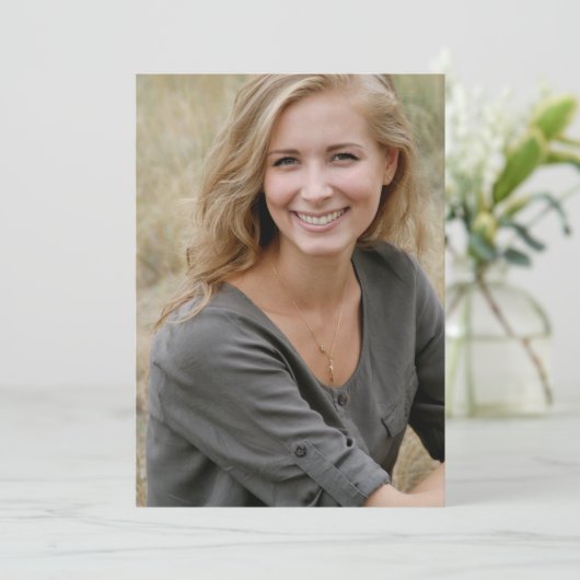 Boho Modern Abschluss Foto Save the Date (Stehend Vorderseite)