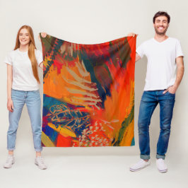 Boho Modern Abstrakt Artwork Fleecedecke