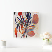 Boho Modern Abstrakt Artwork Quadratische Wanduhr (Zuhause)