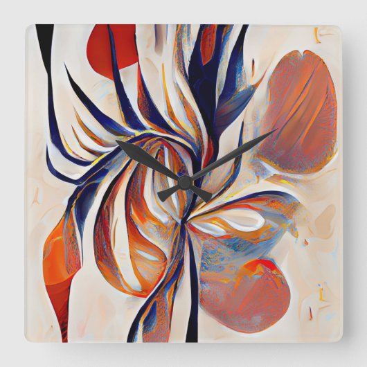 Boho Modern Abstrakt Artwork Quadratische Wanduhr (Vorderseite)