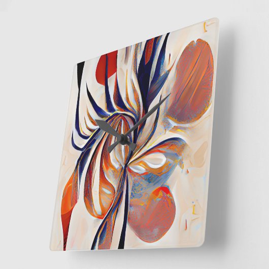 Boho Modern Abstrakt Artwork Quadratische Wanduhr (Winkel)