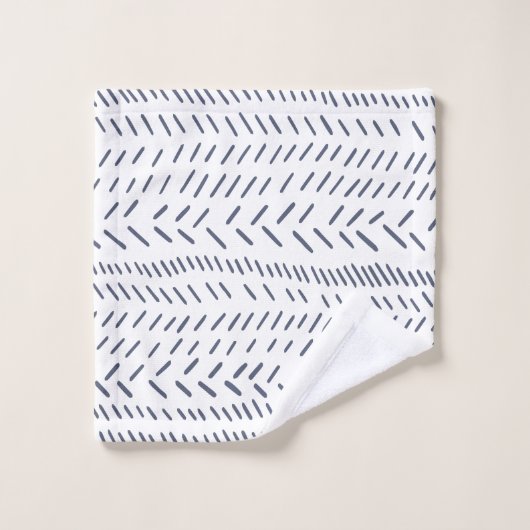 Boho Modern Abstrakt Mudcloth in Navy Badhandtuch Set (Waschlappen)