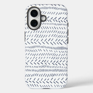 Boho Modern Abstrakt Mudcloth in Navy iPhone 16 Hülle