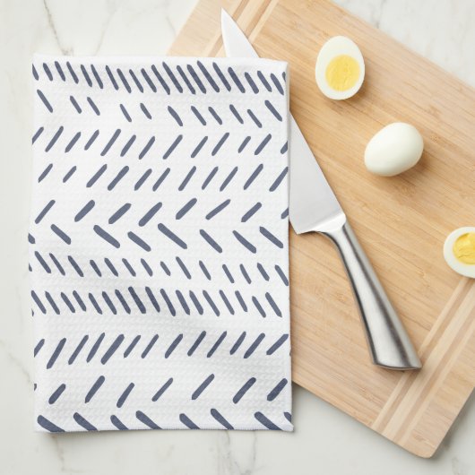 Boho Modern Abstrakt Mudcloth in Navy Geschirrtuch (Viertel Falte)