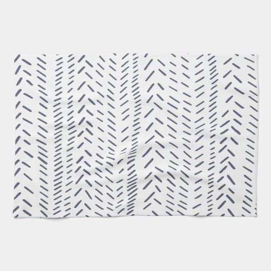 Boho Modern Abstrakt Mudcloth in Navy Geschirrtuch (Horizontal)