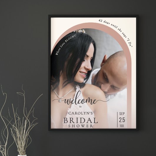 Boho Modern Arch Photo Bridal Shower Welcome Poster