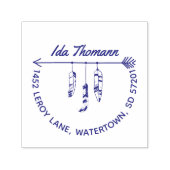 Boho Modern Arrow & Feathers Name Rücksendeadresse Permastempel (Design)