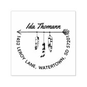 Boho Modern Arrow & Feathers Name Rücksendeadresse Permastempel (Design)