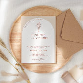 Boho Modern Beige Terracotta Script Wedding Arch Einladung