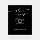 Boho Modern Black Oh Snap Wedding Hashtag Acrylschild (Vorderseite)
