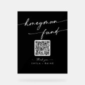 Boho Modern Black Wedding Honeymoon Fund Acrylschild (Vorderseite)