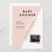 Boho Modern Blush Ultrasound Babydusche Einladung (Vorne/Hinten)