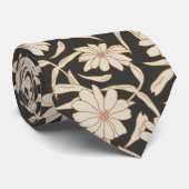 Boho Modern Botanical Black Groomsmen Wedding Krawatte (Gerollt)