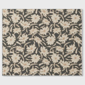 Boho Modern Botanical Black Ivory Wedding Geschenkpapier (Flach)