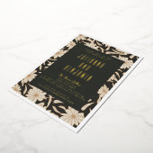 Boho Modern Botanical Black Ivory Wedding Gold Folieneinladung (Gedreht)
