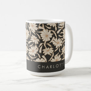 Boho Modern Botanical Schwarz Elfenbein Personalis Kaffeetasse