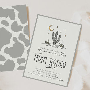 Boho Modern Boys First Rodeo 1. Geburtstag Einladung