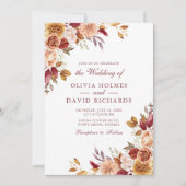 Boho Modern Burnt Orange Terracotta Floral Wedding Einladung (Vorderseite)