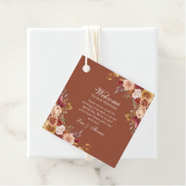 Boho Modern Burnt Orange Terracotta Floral Wedding Geschenkanhänger