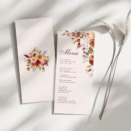 Boho Modern Burnt Orange Terracotta Floral Wedding Menükarte