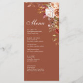 Boho Modern Burnt Orange Terracotta Floral Wedding Menükarte (Vorderseite)