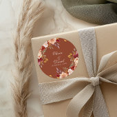 Boho Modern Burnt Orange Terracotta Floral Wedding Runder Aufkleber
