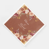 Boho Modern Burnt Orange Terracotta Floral Wedding Serviette (Ecke)