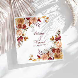 Boho Modern Burnt Orange Terracotta Floral Wedding Serviette