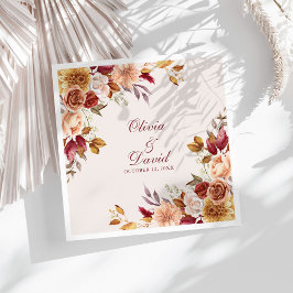 Boho Modern Burnt Orange Terracotta Floral Wedding Serviette