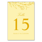 Boho Modern Butter Yellow Wedding Tischnummer (Rückseite)